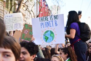 Climate protesters advocating for a healthier planet.